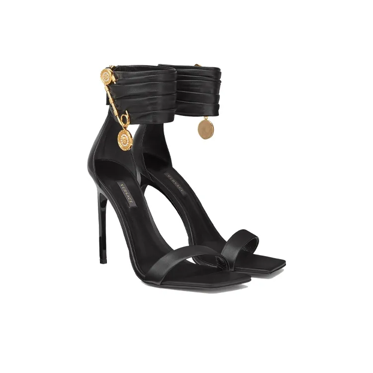 VERSACE Slim Heel High Heels 11cm Women's Black-2