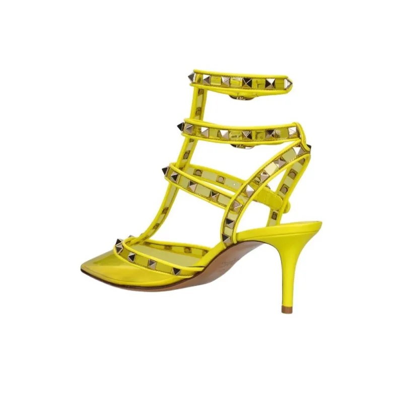Valentino Slim Heel High Heels Women's Yellow-3
