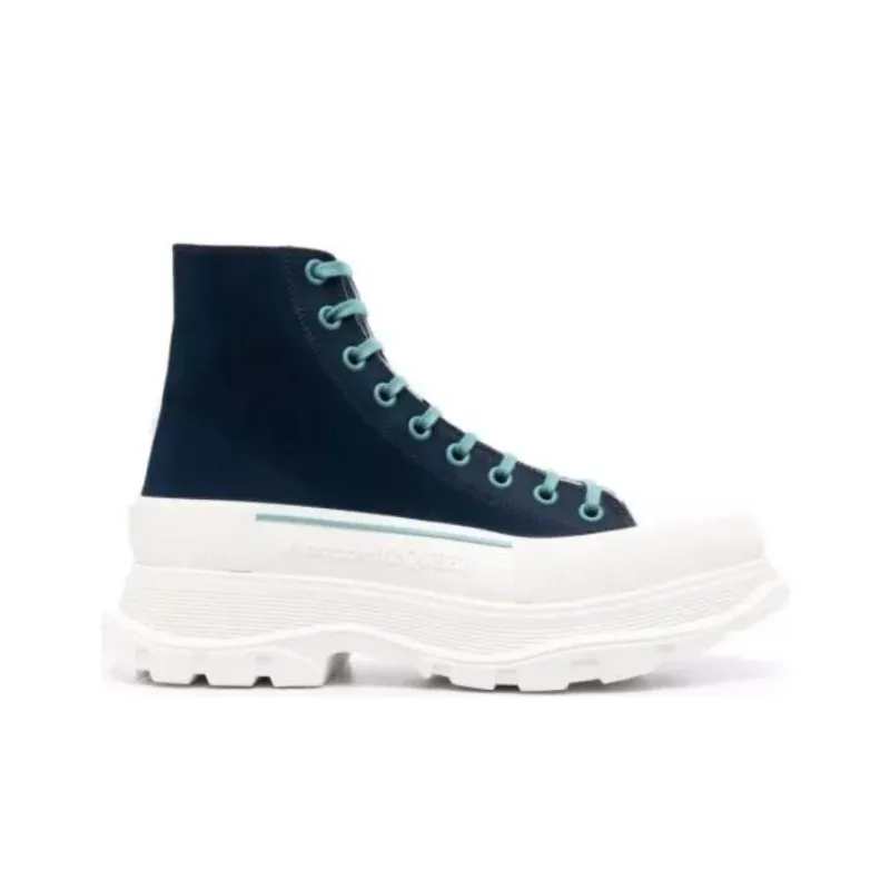 Alexander McQueen Tread Slick Lace Up Boot Blue White-1