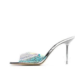 MACH & MACH Slim Heel High Heels Women's Silver