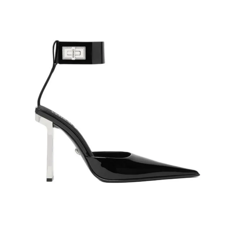 FANSIZHE Slice Block Heel High Heels 10.5cm Women's Black-1