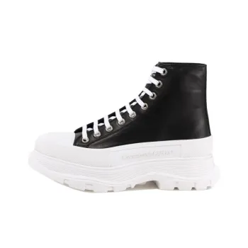 Alexander McQueen Tread Slick High Top Leather Sneaker Black White