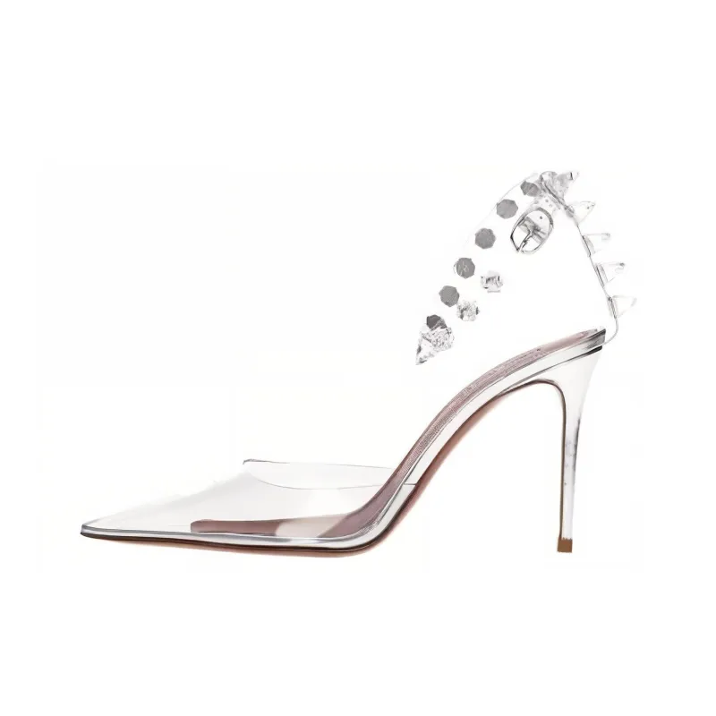AMINA MUADDI Slim Heel High Heels 9.5cm Women's Silver-0