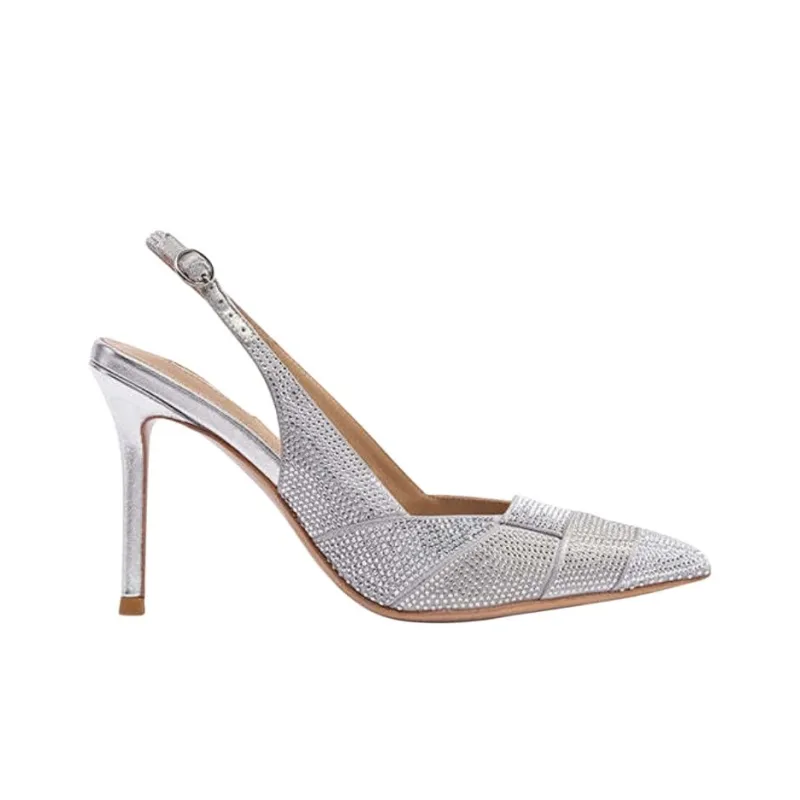 NICOLI Kyler Slim Heel High Heels 9.5cm Women's Silver-1