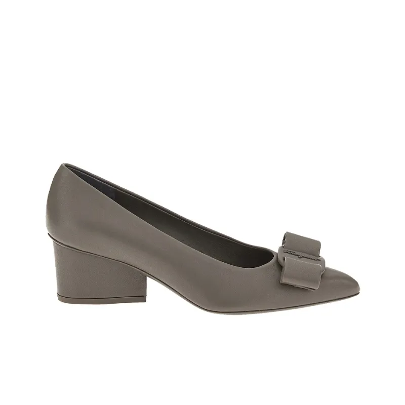 FERRAGAMO Viva Chunky Heel High Heels 5.5cm Women's Dark Gray-1