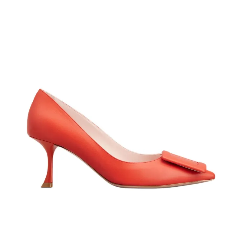 Roger Vivier Viv' In The City Slim Heel High Heels 6.5cm Women's Orange-1