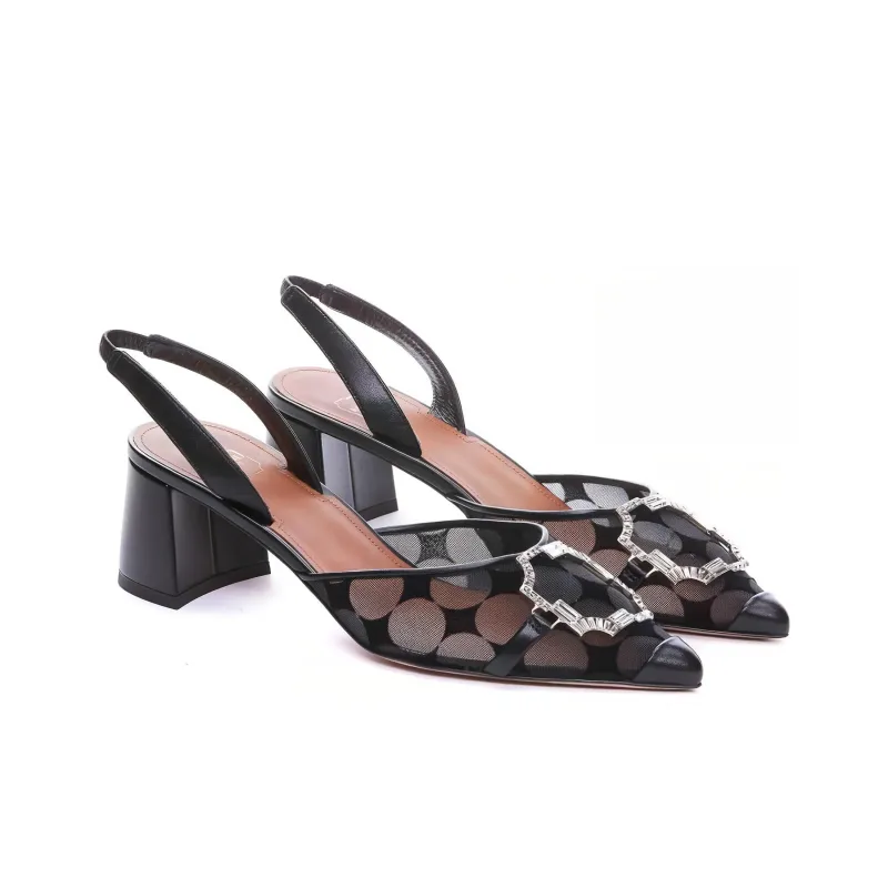 Malone Souliers Misha Chunky Heel High Heels 6cm Women's Black-2
