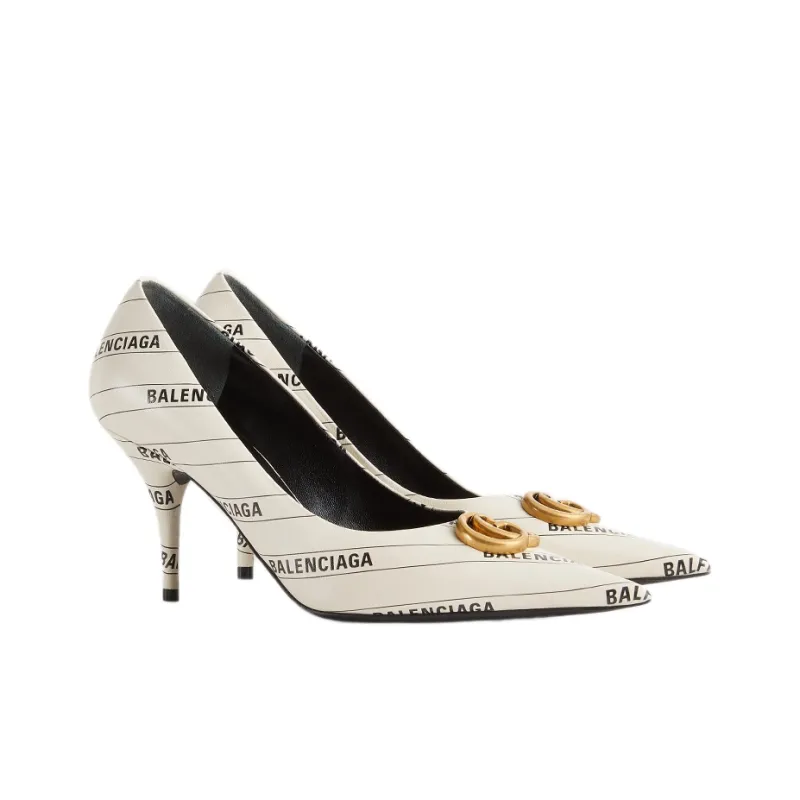 GUCCI x Balenciaga Knife The Hacker Project Collection Slim Heel High Heels 8cm Women's White-2