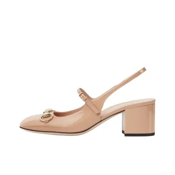GUCCI Horsebit Chunky Heel High Heels Women's Beige