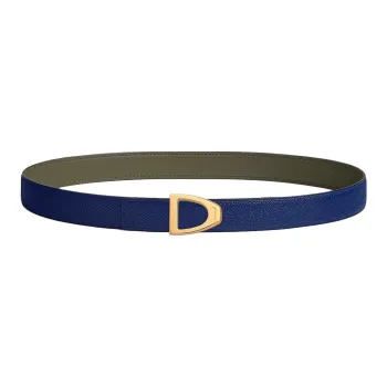 HERMES Calfskin, Gold Plated Leather Belts Women's Green Width 2.4CM