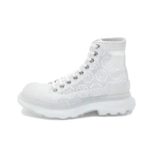 Alexander McQueen Tread Slick Lace Up High Boots 'White Transparent' Women's