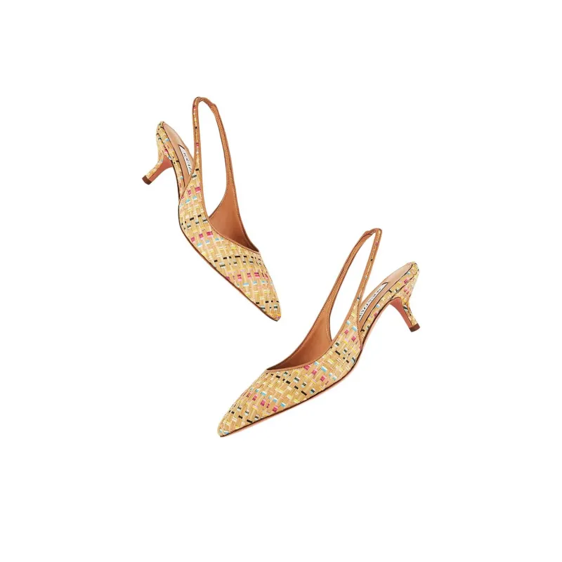 AQUAZZURA Purist 50mm Woven Slingback Pumps-4