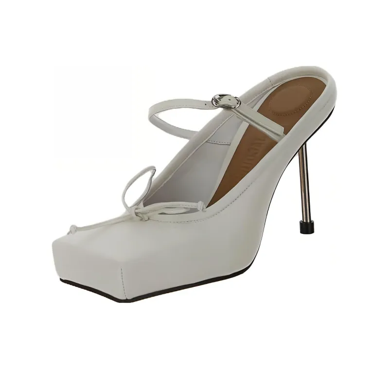 Jacquemus Slim Heel High Heels 10cm Women's Ecru-3