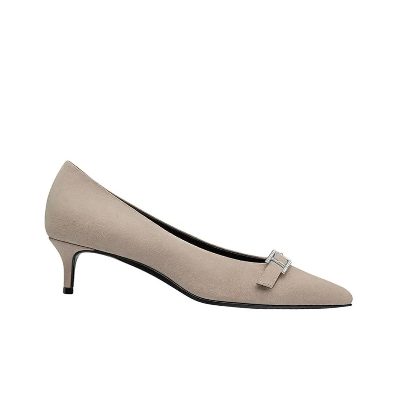 HERMES Blush Slim Heel High Heels 4cm Women's Beige-1
