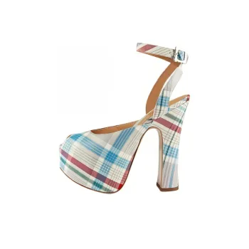 Vivienne Westwood Vargas Chunky Heel High Heels 14.5cm Women's Gray Blue
