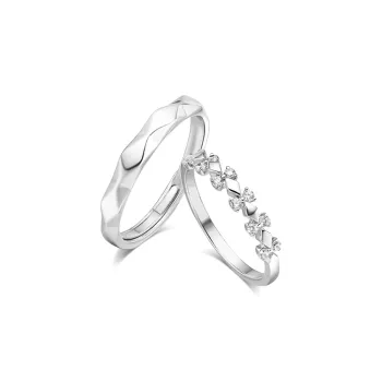 KUMET Sterling Silver Rings Unisex Couple's Christmas And New Year's Anniversary Gift