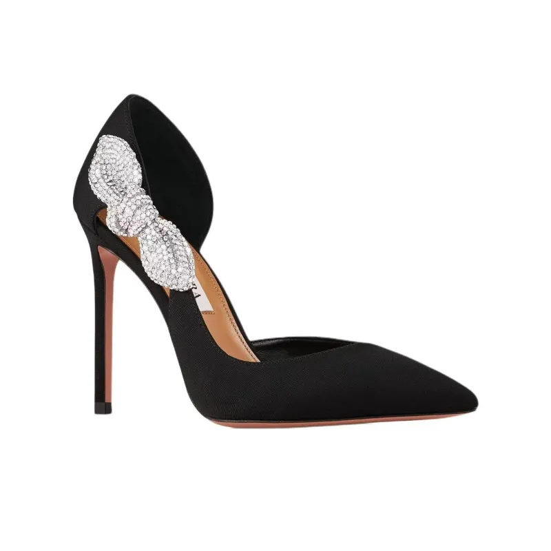 AQUAZZURA Very Bow Tie Slim Heel High Heels 10.5cm Women's Black-2