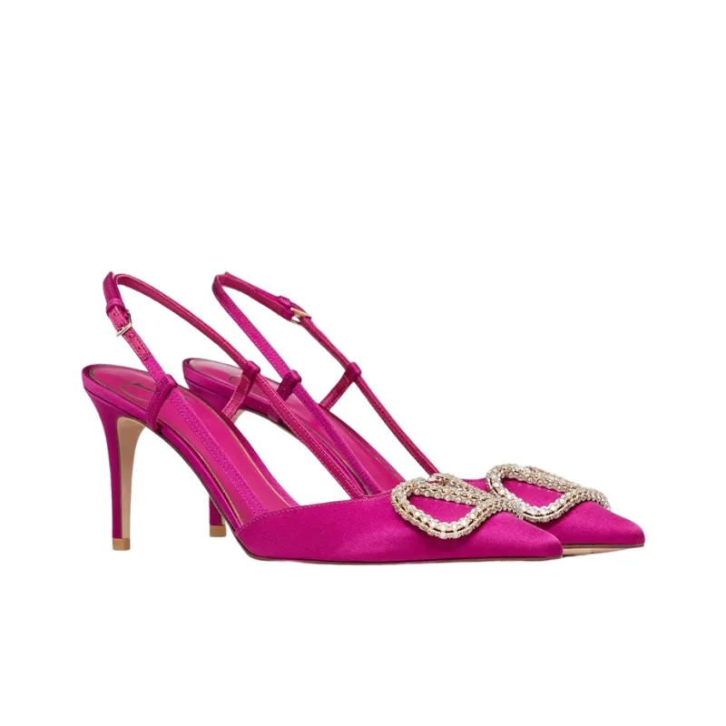 Valentino Vlogo Signature Slim Heel High Heels 8cm Women's Rose Purple-1