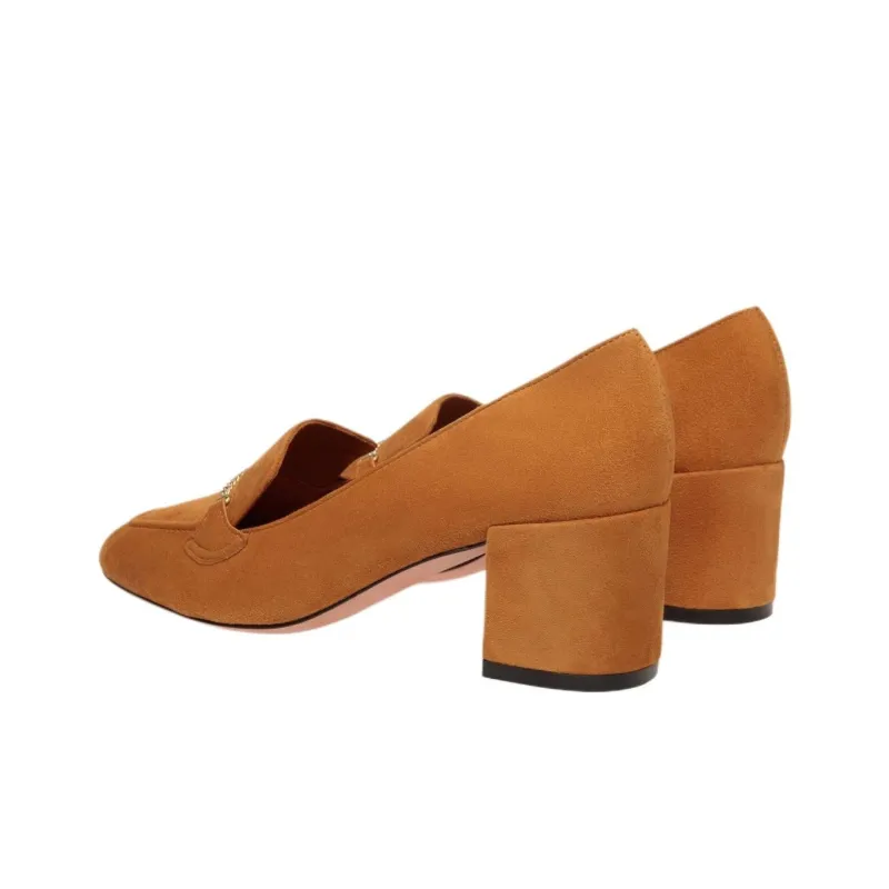BALLY Emblem Chunky Heel High Heels 5cm Women's Brown-3