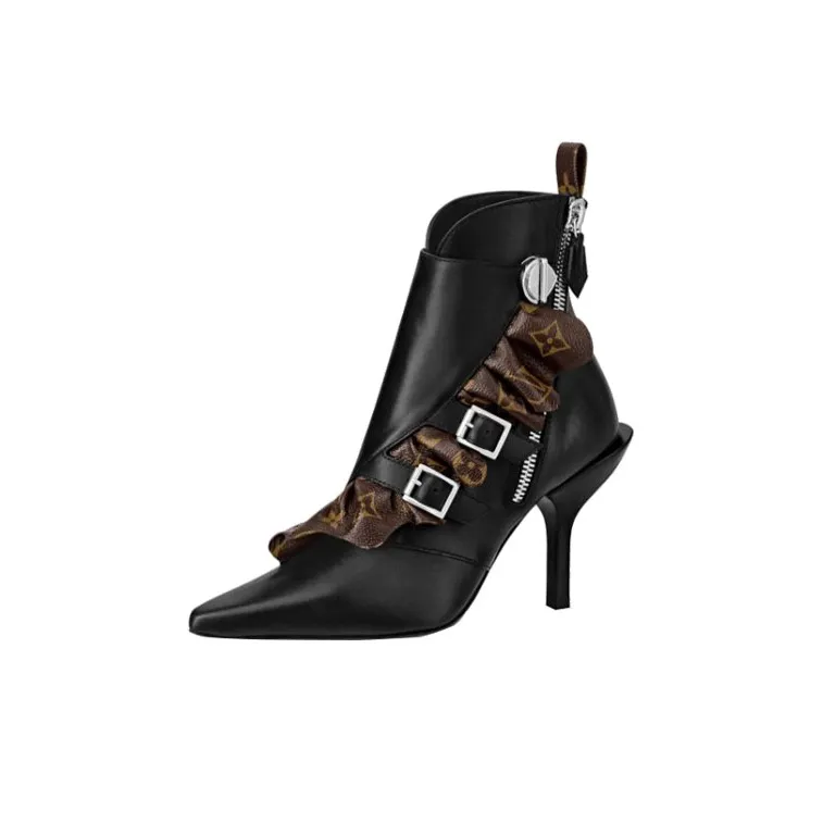 LOUIS VUITTON Janet Ankle Length Boots Women's Black Brown-0