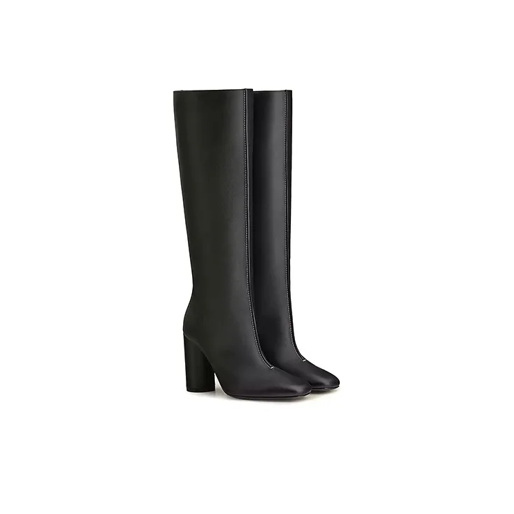 HERMES DRESSAGE Knee-High Boots 9.5cm Women's Black-3
