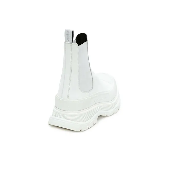 Alexander McQueen Tread Slick Chelsea Boot Leather Triple White Women's-3