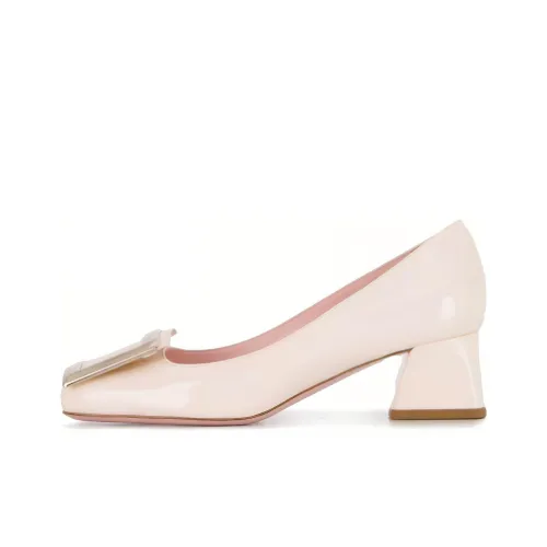 Roger Vivier Tres Vivier Block Heel High Heels Women's Ecru
