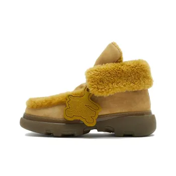 Burberry Creeper Shearling trim Suede Boots
