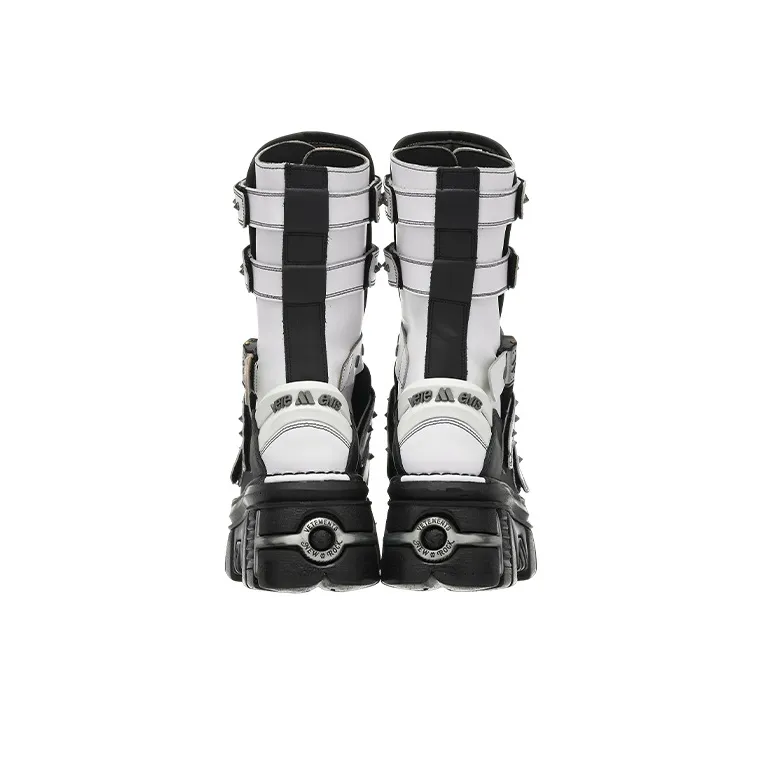 NEW ROCK Vetements Gamer Ankle Boots Men's Black White-4
