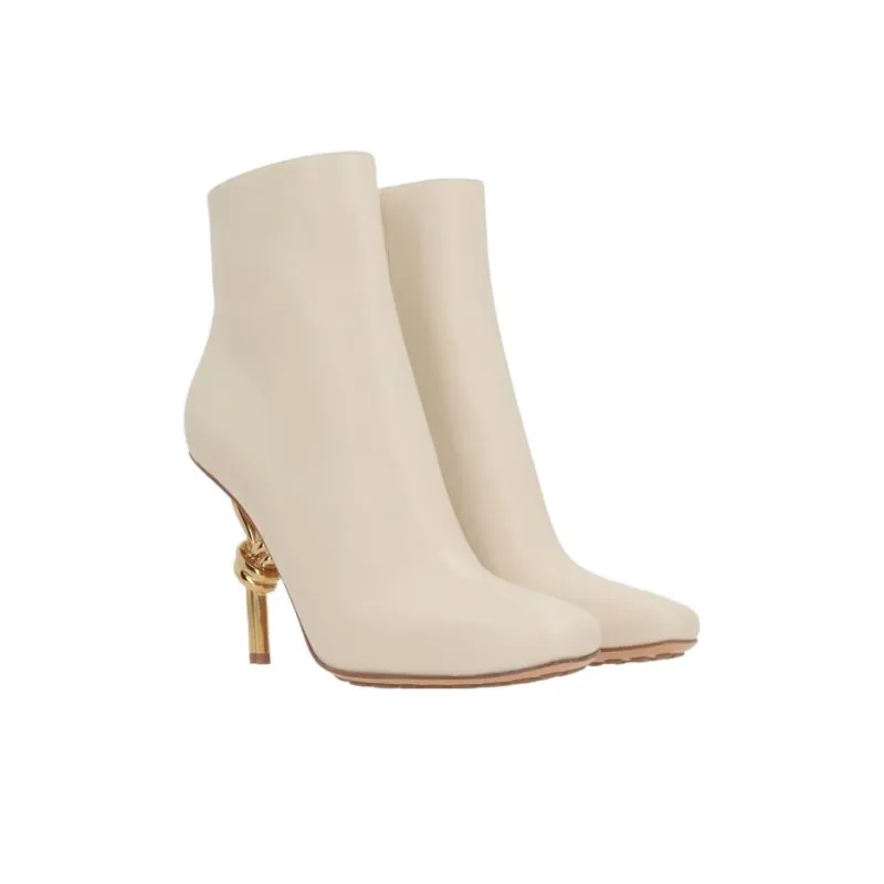 Bottega Veneta Knot Ankle Boots Women's White-2