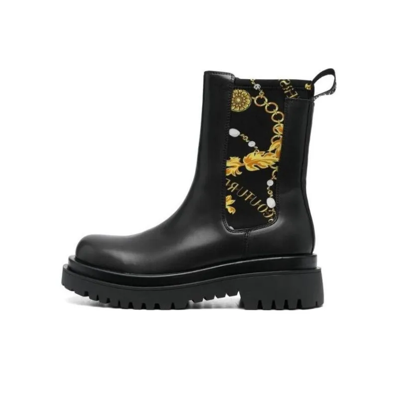 VERSACE JEANS Couture Baroque-print Ankle Boots-0