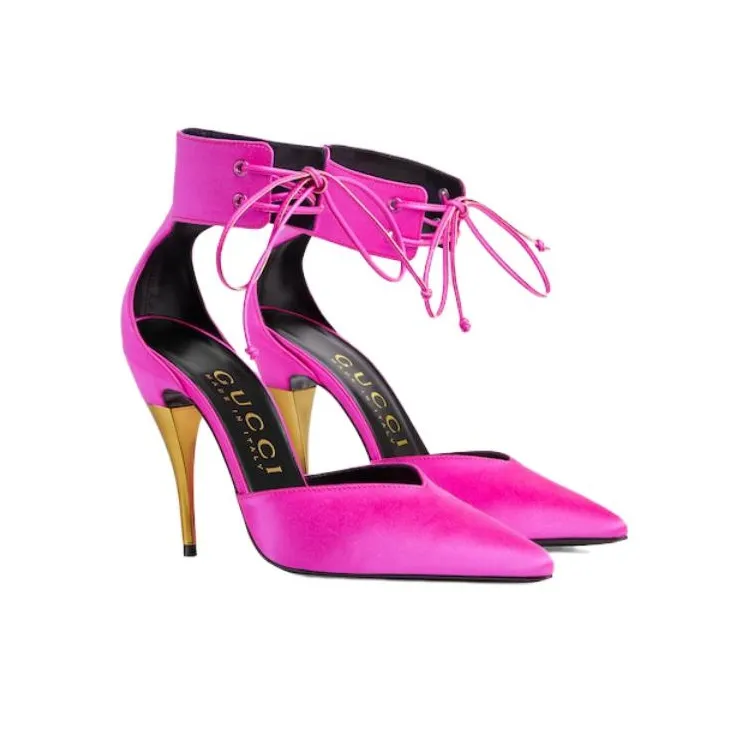 GUCCI Cone Heel High Heels 10.5cm Women's Fuchsia-2