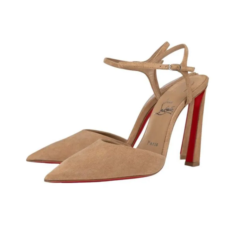 CL LUBOTING Condora Riviera Slim Heel High Heels 10cm Women's Brown-2