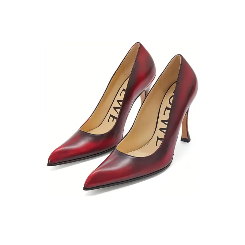 LOEWE Comic Slim Heel High Heels 9cm Women's Red Palm Flower Red-2