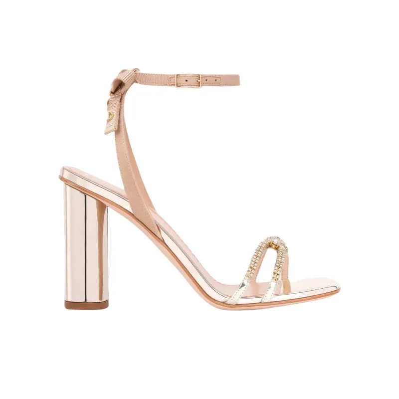 DIOR Sunset Chunky Heel High Heels Women's Gold-1