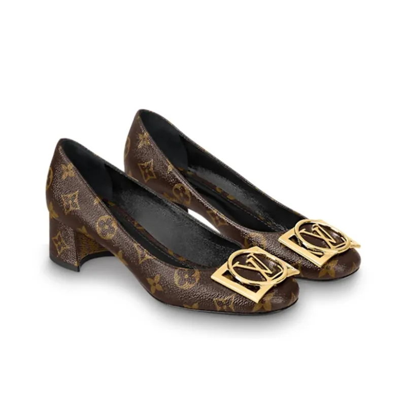 LOUIS VUITTON Lv Madeleine Block Heels 'Brown Monogram' Women's-2