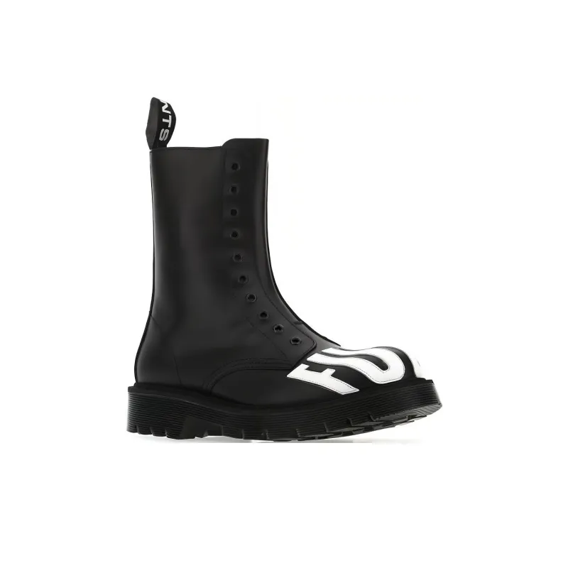 Vetements Slogan Printed Round Toe Army Boots-2