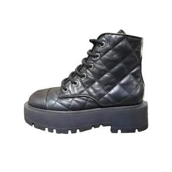 CHANEL Short Martin Boot Women's Black