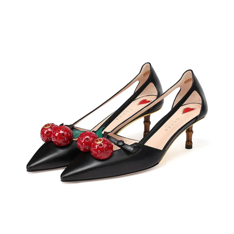 GUCCI Leather Cherry Pumps-2