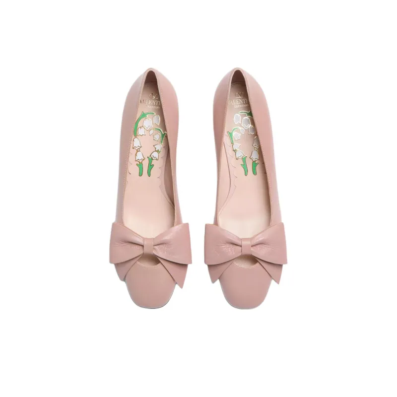 Valentino Bowow Spool Heel High Heels 4.5cm Women's Pink-3