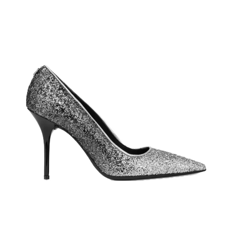 LOVE MOSCHINO Slim Heel High Heels 9.5cm Women's Sequins Silver-1