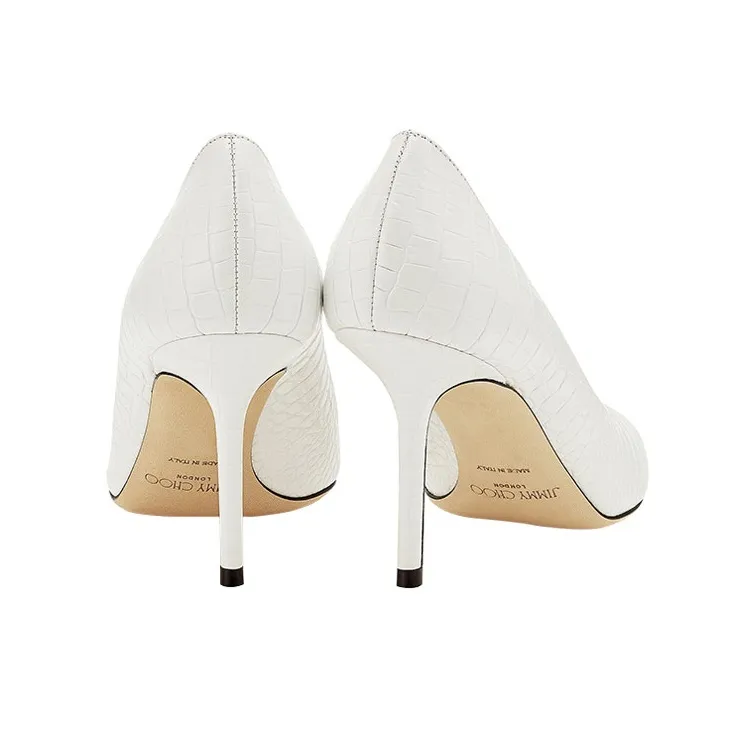 Jimmy Choo LOVE Slim Heel High Heels 8.5cm Women's White-3