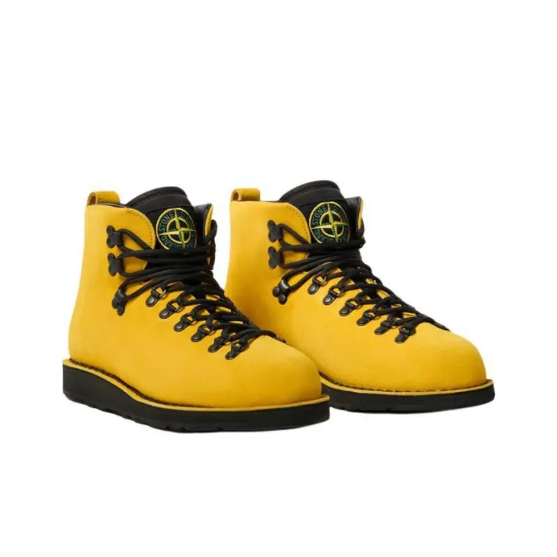 STONE ISLAND Logo Patch Round Toe Ankle Boots-2
