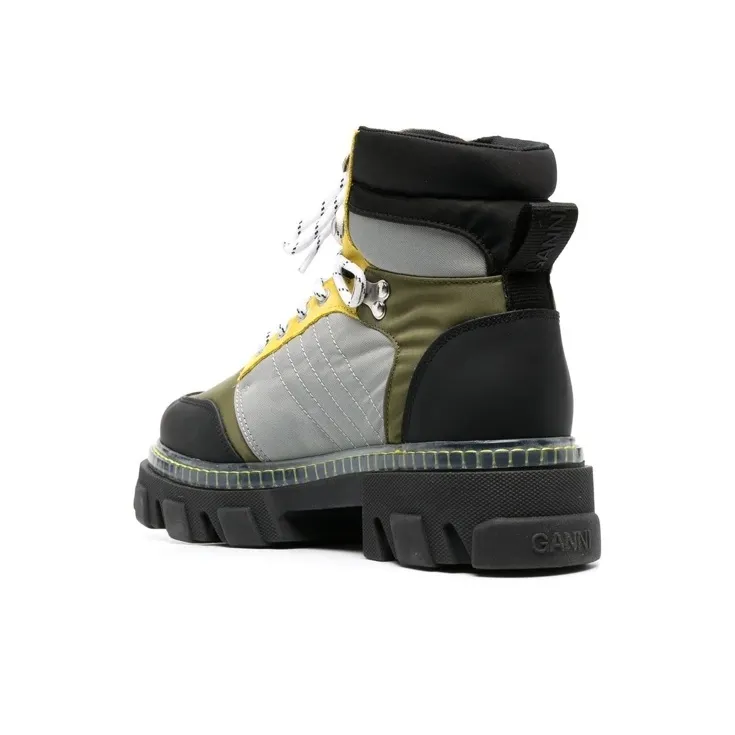 GANNI Ankle Boots Women's Gray Black Yellow-3