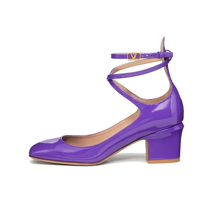 Valentino Garavani Tan Go Patent Leather Pumps Purple Women's-0