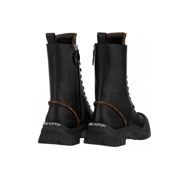 LOUIS VUITTON Lv Circle Ruby Flat Ranger Boots 'Black With Brown Monogram' Women's-3
