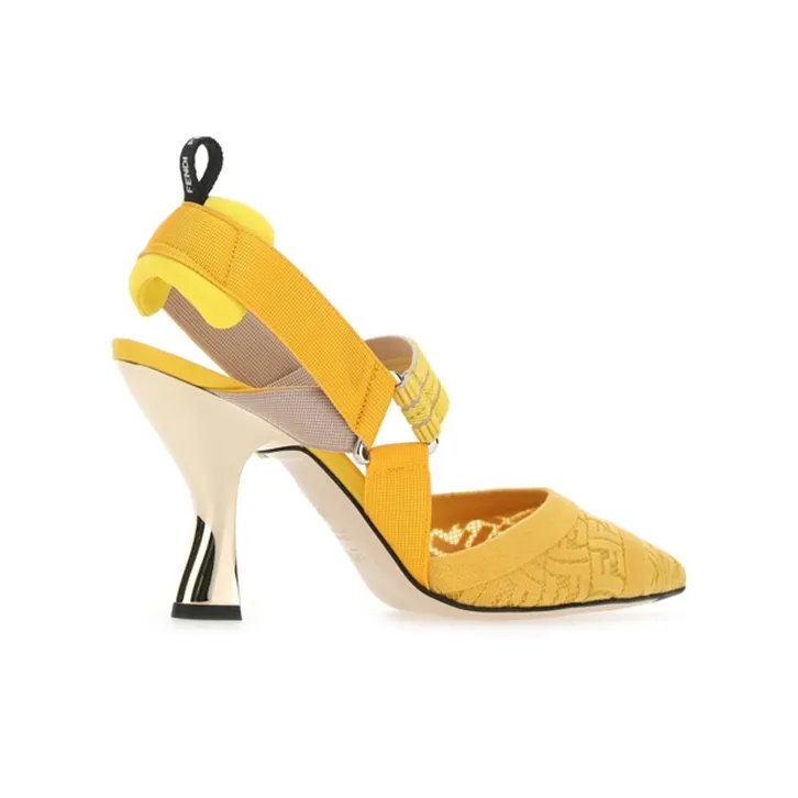 FENDI Colibri Slim Heel High Heels 8.5cm Women's Yellow-3