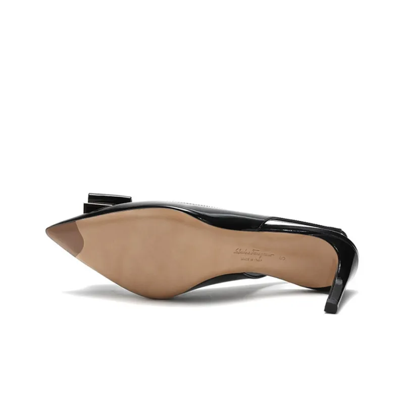 FERRAGAMO Zahir 70 Series Slim Heel High Heels 7cm Women's Black-4