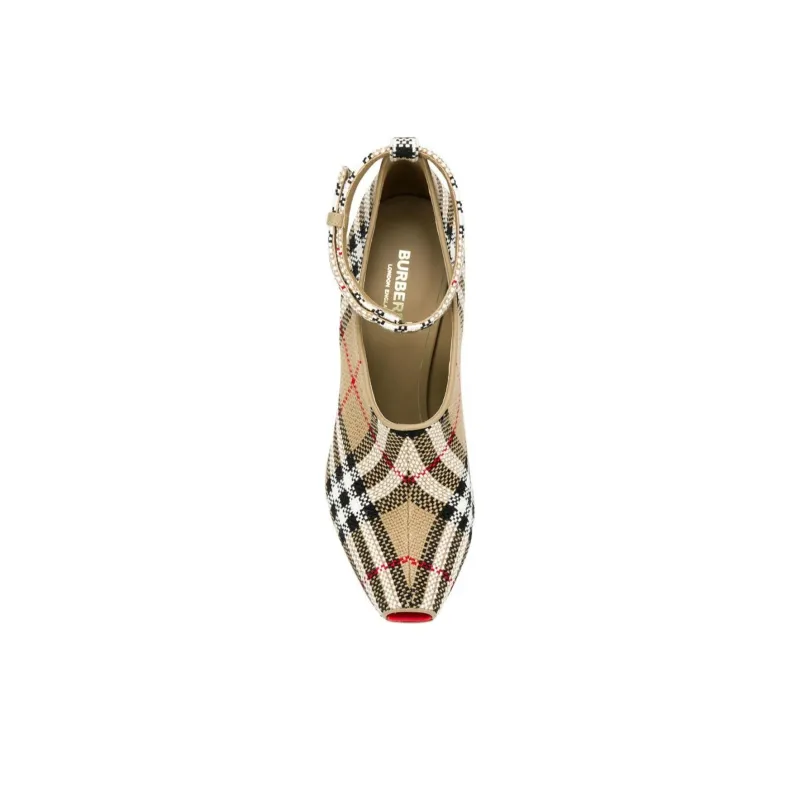 Burberry Cone Heel High Heels 10cm Women's Beige-2