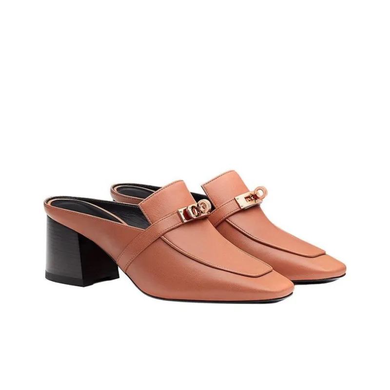 HERMES Blossom Block Heel High Heels Women's Sunlit Pink-2